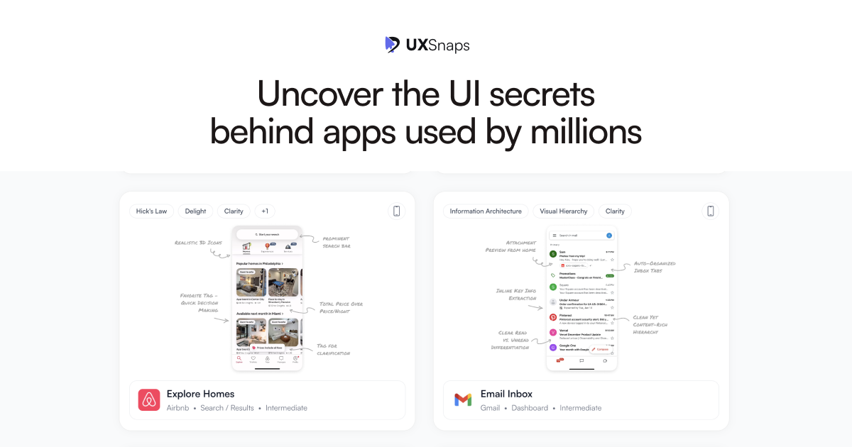 UXSnaps – Actionable UI/UX Breakdowns from Top Apps
